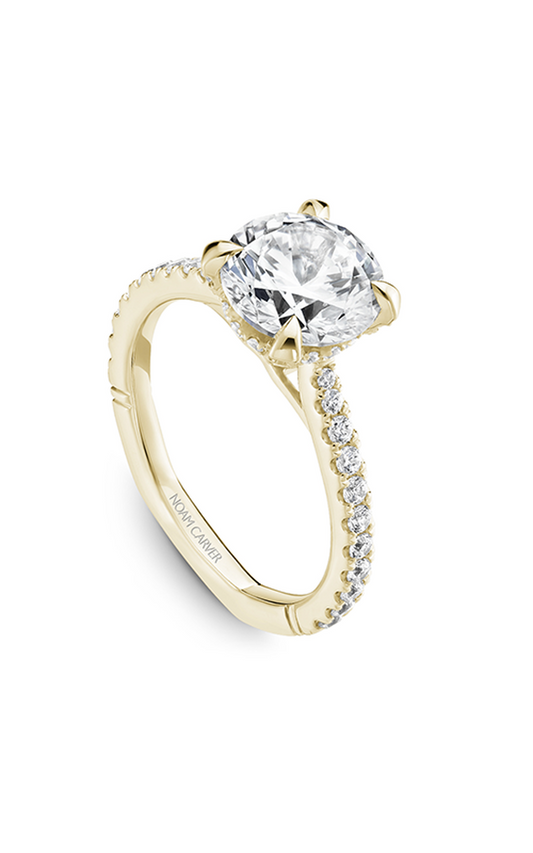 14K Yellow Gold Atelier Sidestone Round Engagement Ring