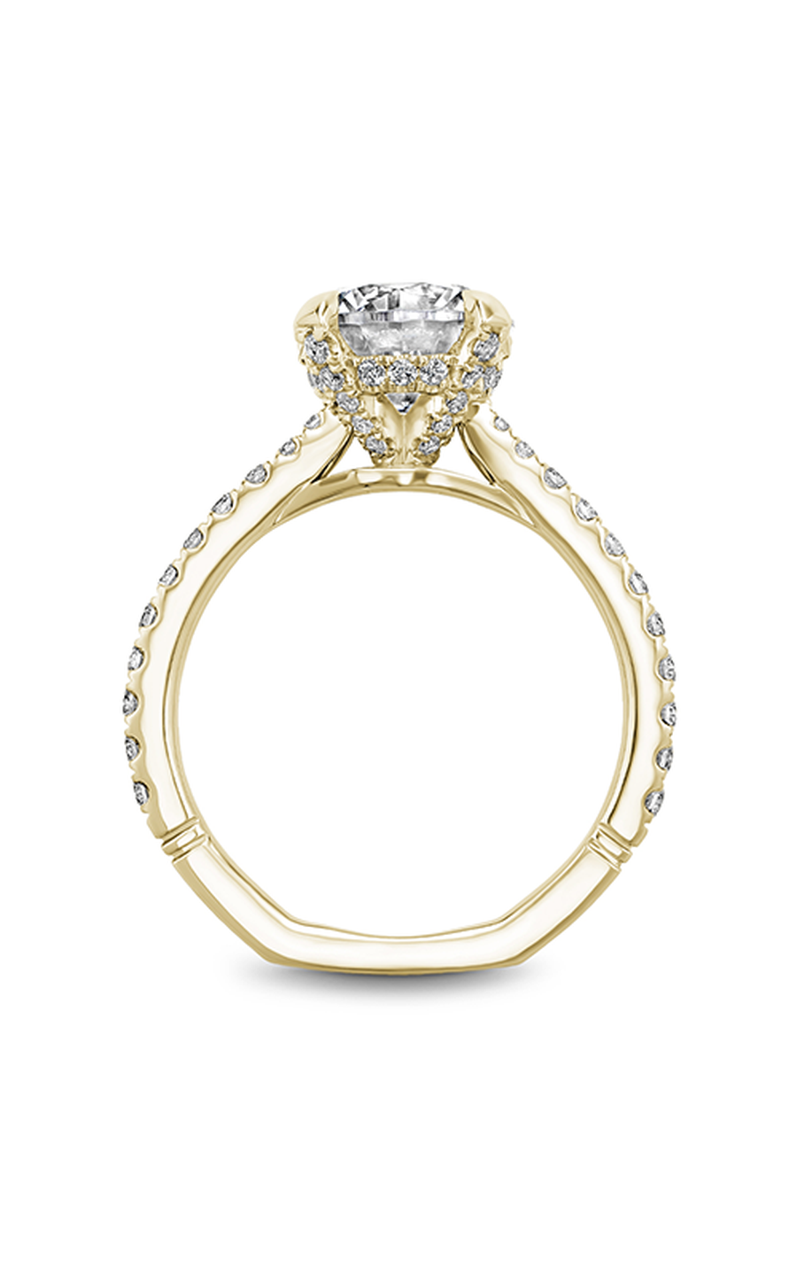 18K Yellow Gold Atelier Sidestone Round Engagement Ring