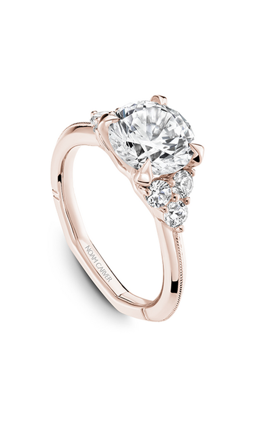 14K Rose Gold Atelier Sidestone Round Engagement Ring