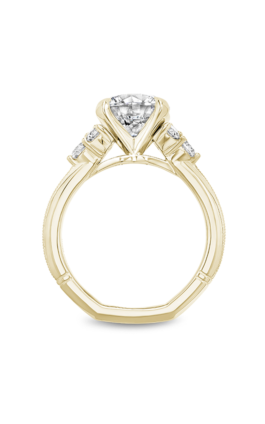 18K Yellow Gold Atelier Sidestone Round Engagement Ring