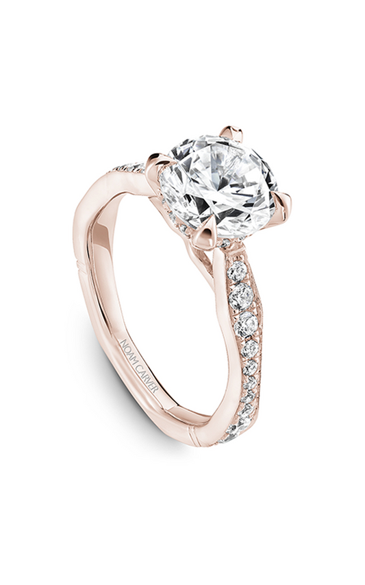 14K Rose Gold Atelier Sidestone Round Engagement Ring