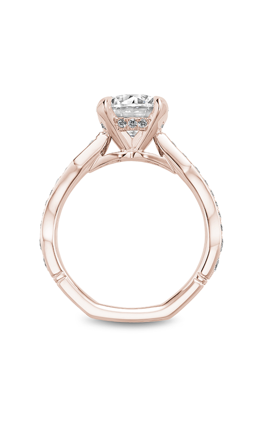 18K Rose Gold Atelier Sidestone Round Engagement Ring