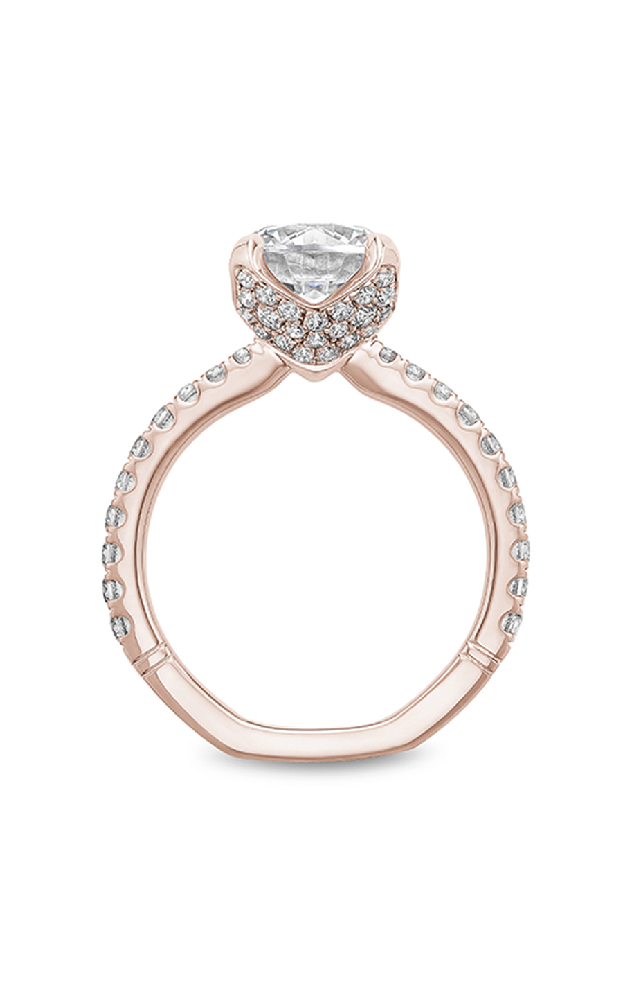 18K Rose Gold Atelier Sidestone Round Engagement Ring