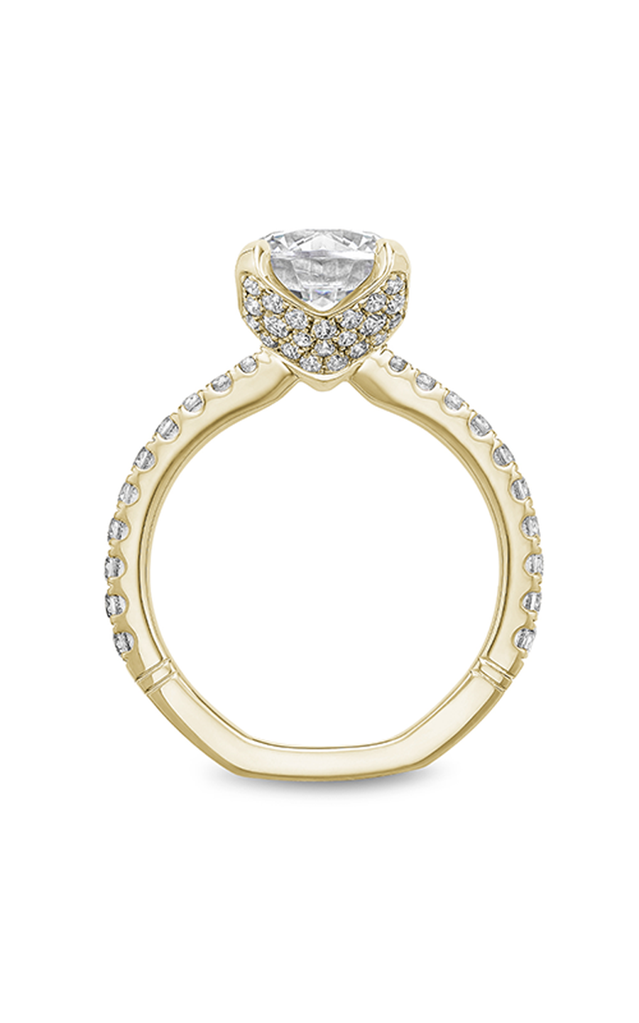 14K Yellow Gold Atelier Sidestone Round Engagement Ring