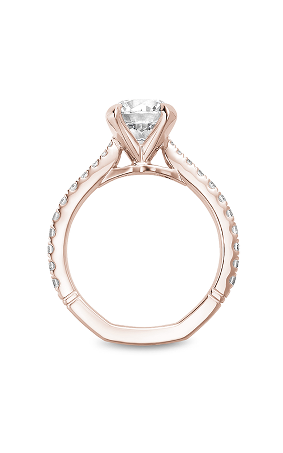 14K Rose Gold Atelier Sidestone Round Engagement Ring