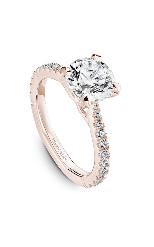 18K Rose Gold Atelier Sidestone Round Engagement Ring