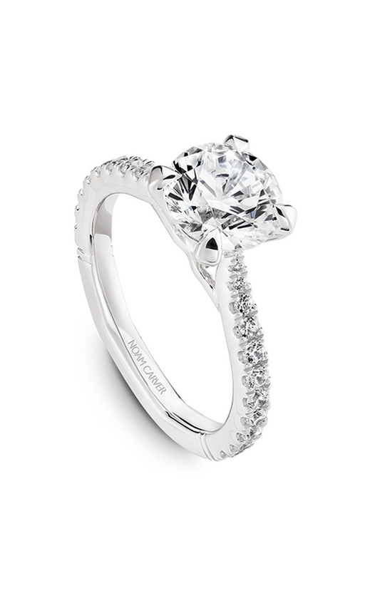 18K White Gold Atelier Sidestone Round Engagement Ring