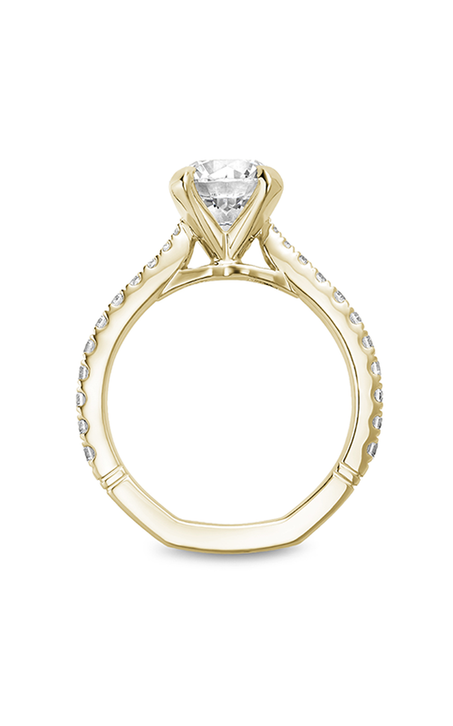 14K Yellow Gold Atelier Sidestone Round Engagement Ring