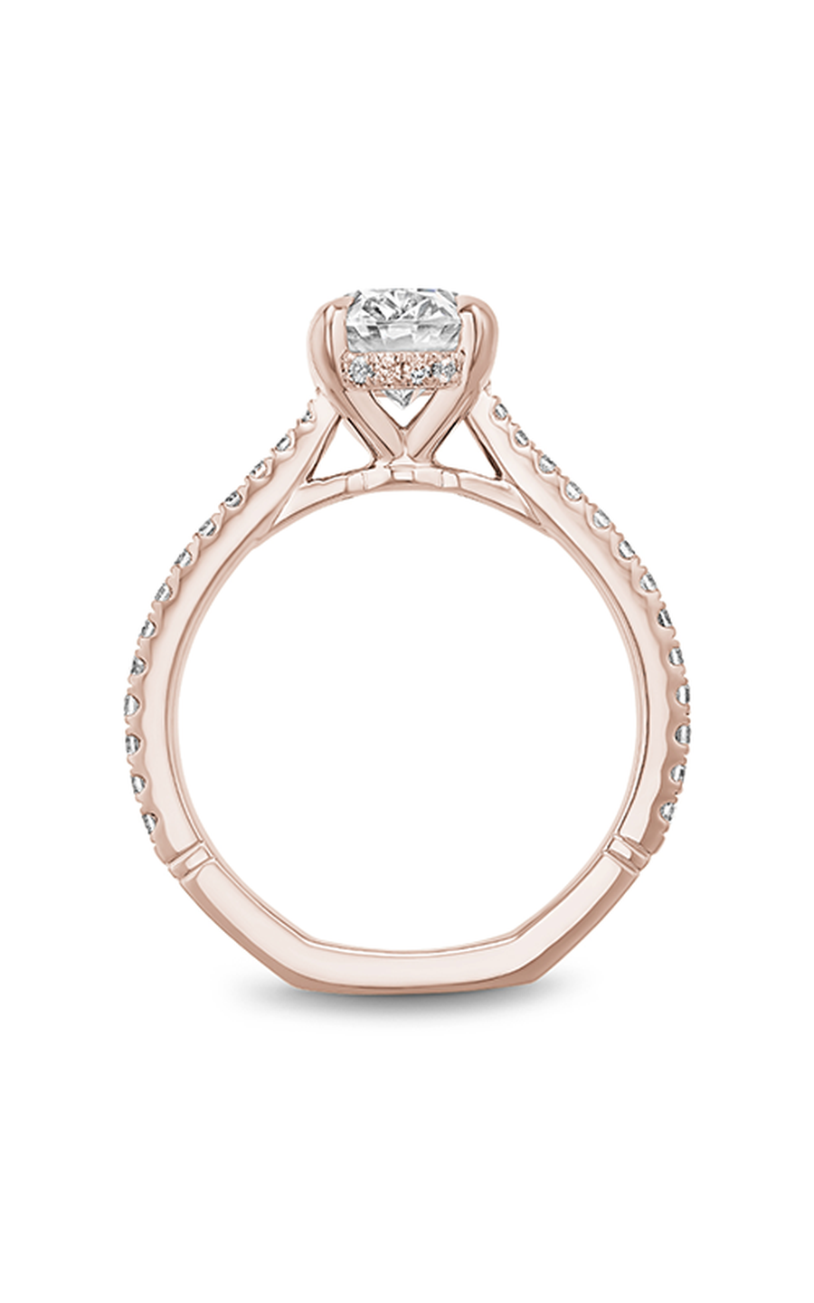 14K Rose Gold Atelier Sidestone Oval Engagement Ring