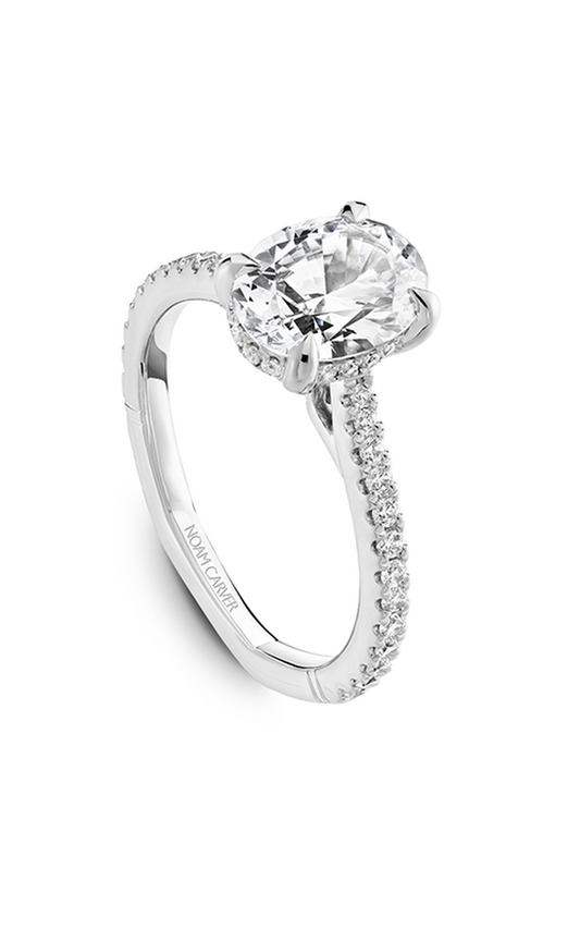 14K White Gold Atelier Sidestone Oval Engagement Ring