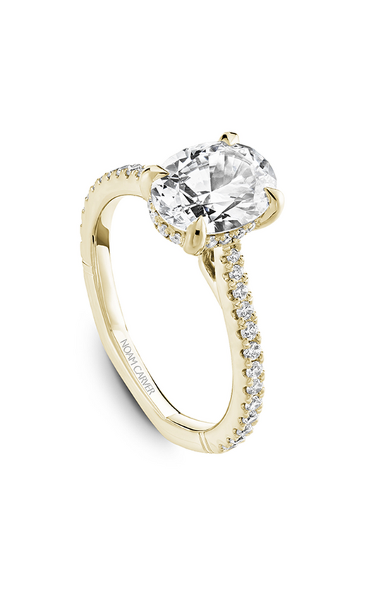 18K Yellow Gold Atelier Sidestone Oval Engagement Ring
