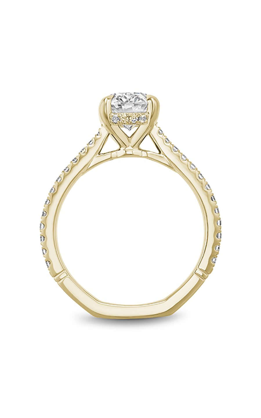 18K Yellow Gold Atelier Sidestone Oval Engagement Ring