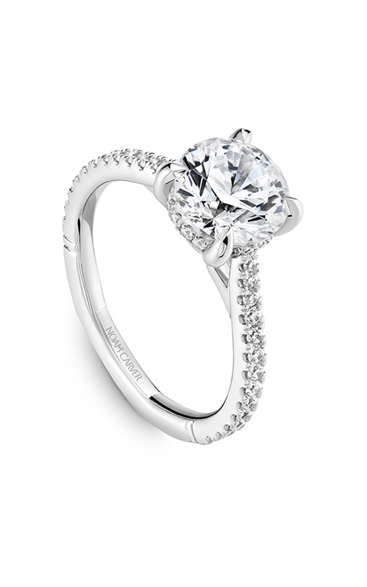 14K White Gold Atelier Sidestone Round Engagement Ring