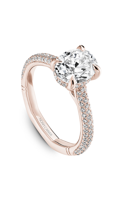 14K Rose Gold Atelier Sidestone Oval Engagement Ring