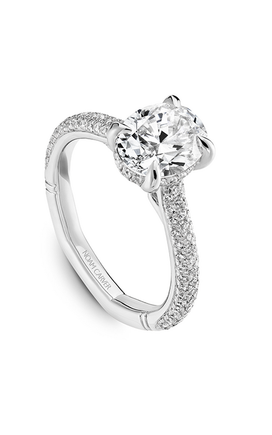 14K White Gold Atelier Sidestone Oval Engagement Ring