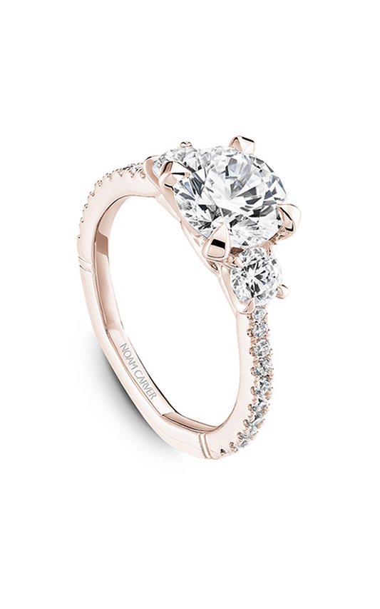 14K Rose Gold Atelier Three Stone Round Engagement Ring