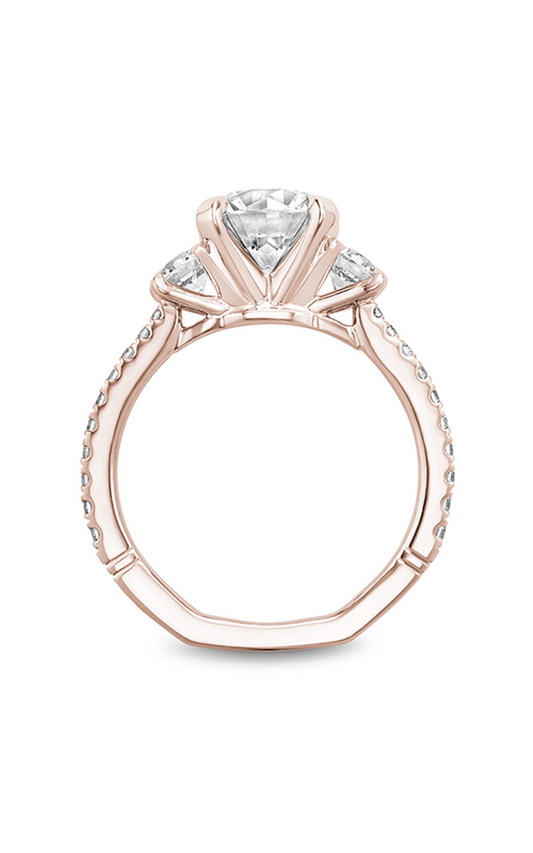 18K Rose Gold Atelier Three Stone Round Engagement Ring