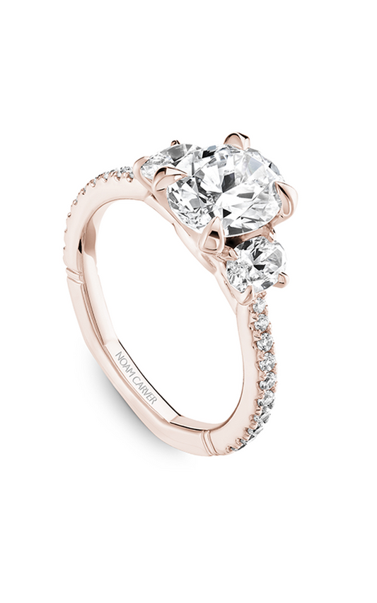 18K Rose Gold Atelier Three Stone Oval Engagement Ring