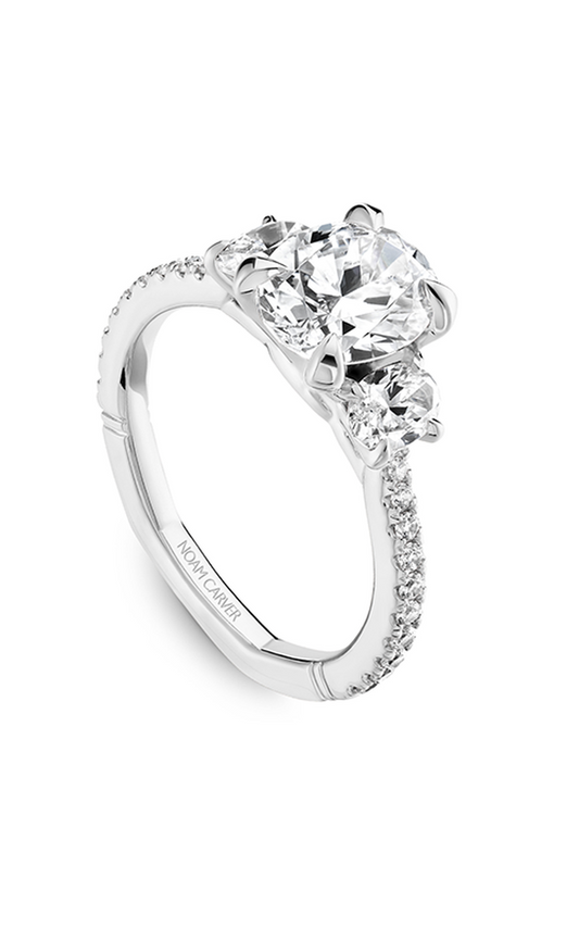 14K White Gold Atelier Three Stone Oval Engagement Ring