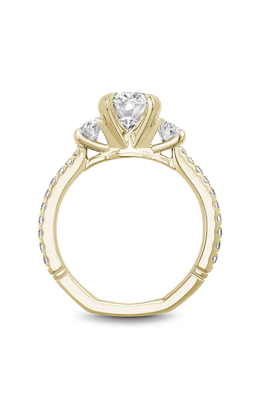 14K Yellow Gold Atelier Three Stone Oval Engagement Ring
