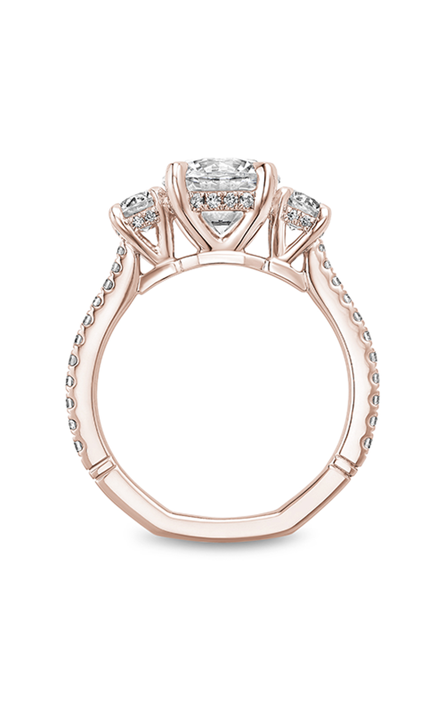 14K Rose Gold Atelier Three Stone Round Engagement Ring