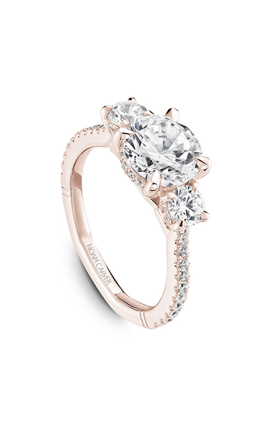 18K Rose Gold Atelier Three Stone Round Engagement Ring