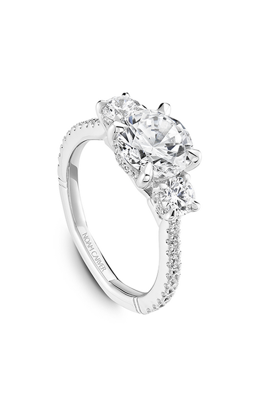 18K White Gold Atelier Three Stone Round Engagement Ring