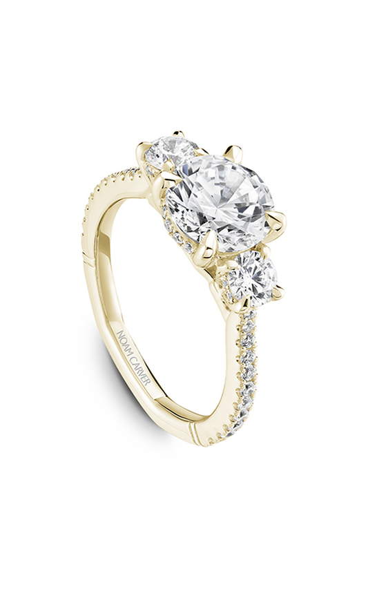 14K Yellow Gold Atelier Three Stone Round Engagement Ring