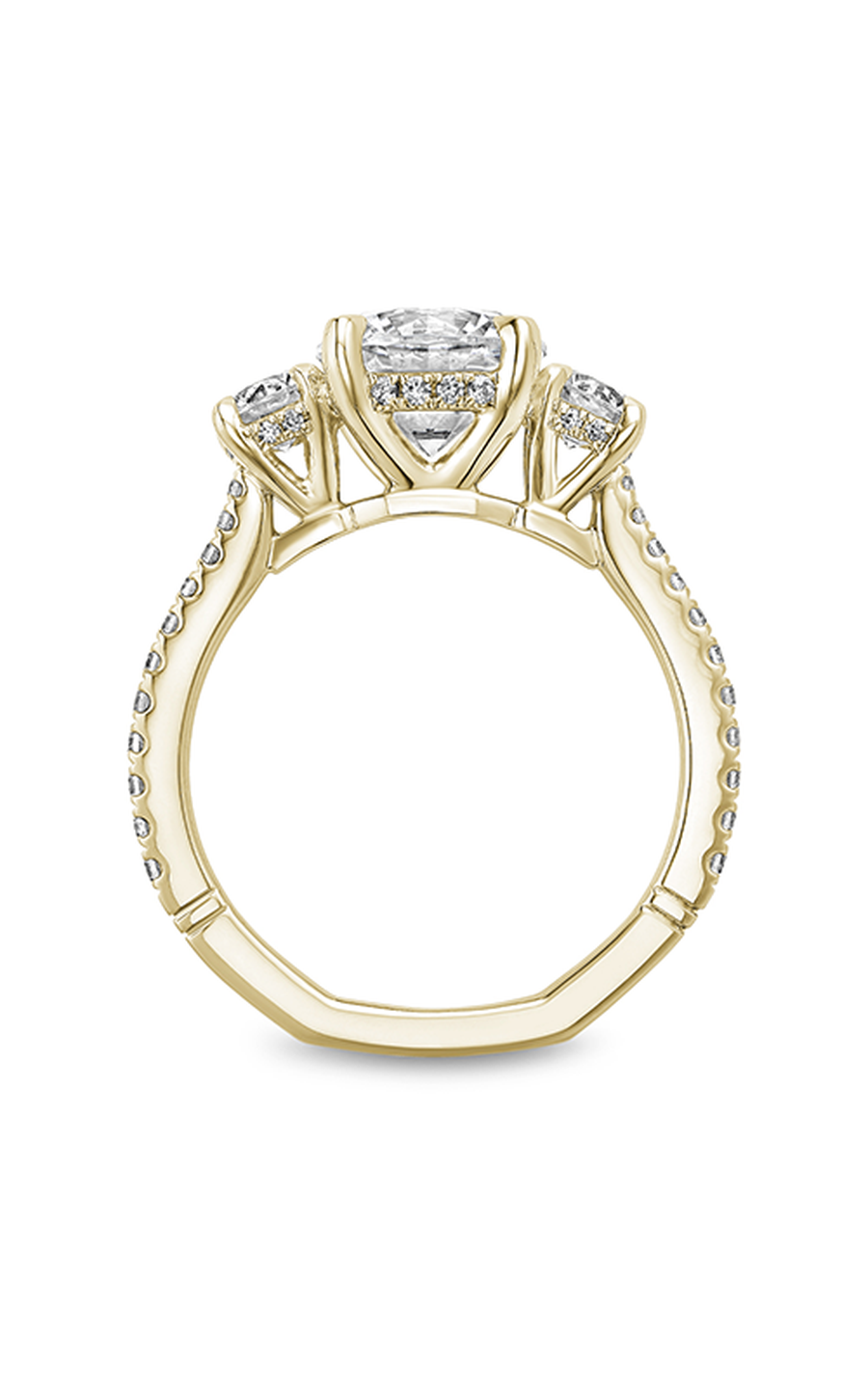 14K Yellow Gold Atelier Three Stone Round Engagement Ring