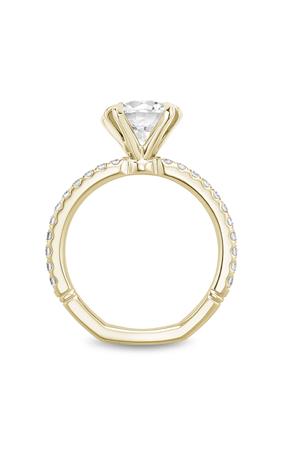 14K Yellow Gold Atelier Sidestone Round Engagement Ring