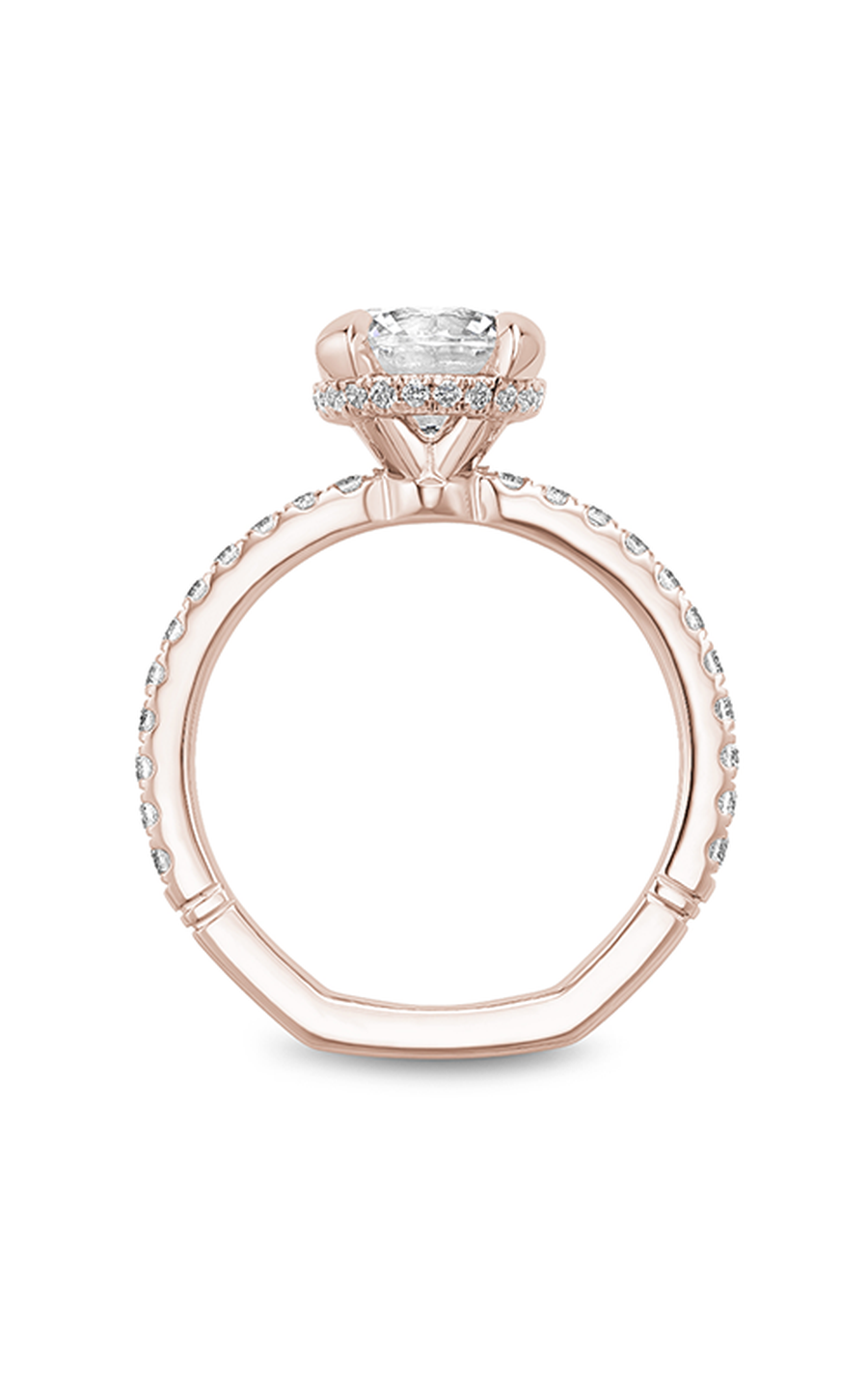 14K Rose Gold Atelier Sidestone Round Engagement Ring