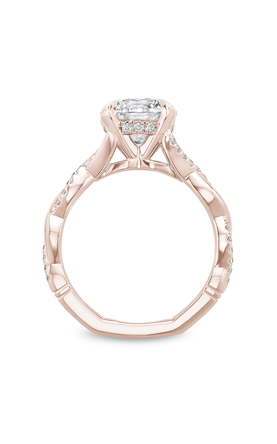 18K Rose Gold Atelier Sidestone Round Engagement Ring