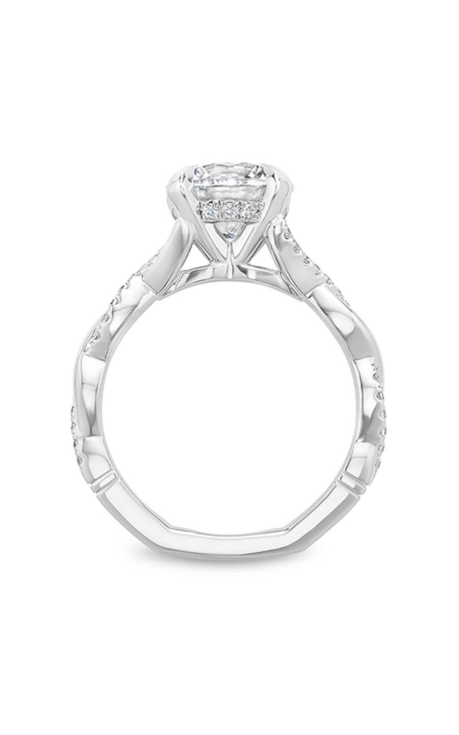 14K White Gold Atelier Sidestone Round Engagement Ring