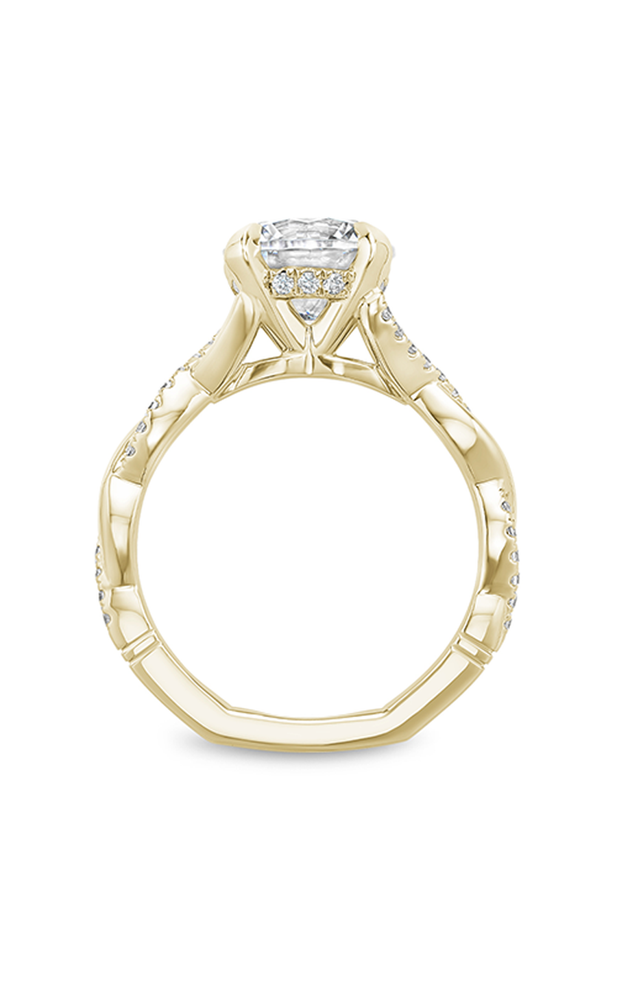 14K Yellow Gold Atelier Sidestone Round Engagement Ring