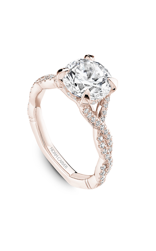 18K Rose Gold Atelier Sidestone Round Engagement Ring