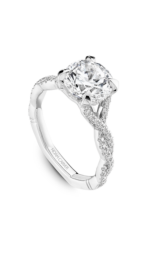 14K White Gold Atelier Sidestone Round Engagement Ring