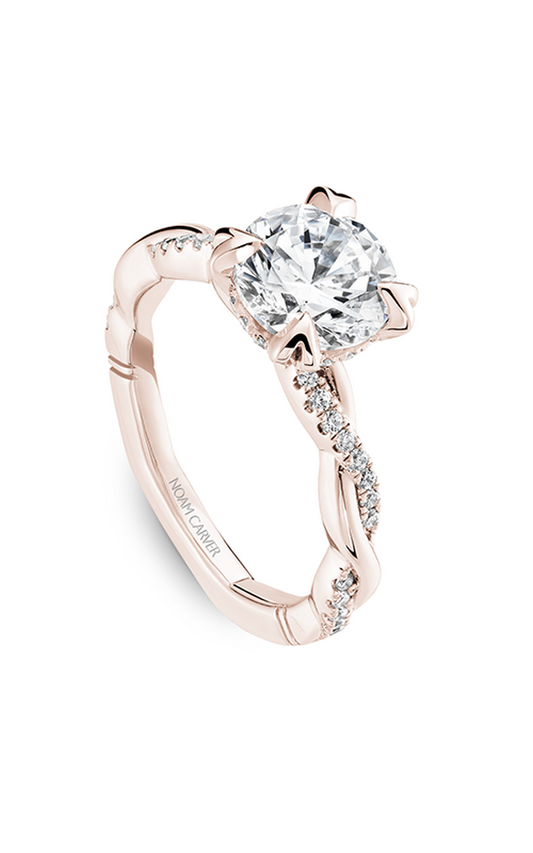 14K Rose Gold Atelier Sidestone Round Engagement Ring
