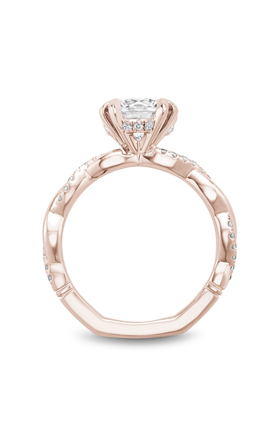14K Rose Gold Atelier Sidestone Round Engagement Ring