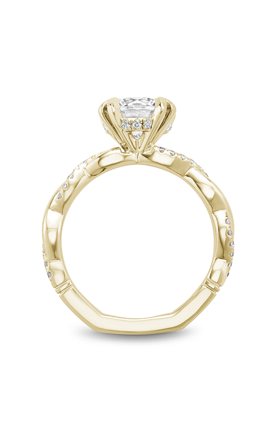 14K Yellow Gold Atelier Sidestone Round Engagement Ring