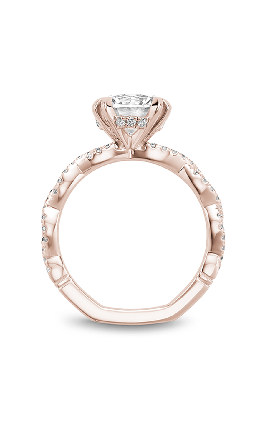 14K Rose Gold Atelier Sidestone Round Engagement Ring
