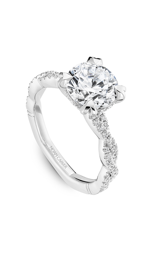 14K White Gold Atelier Sidestone Round Engagement Ring