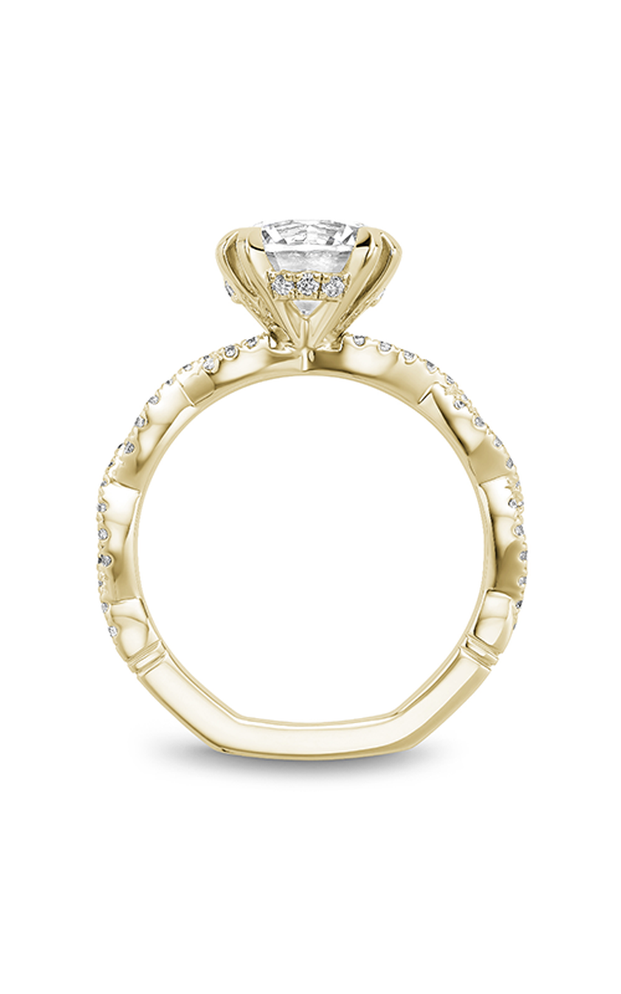 14K Yellow Gold Atelier Sidestone Round Engagement Ring