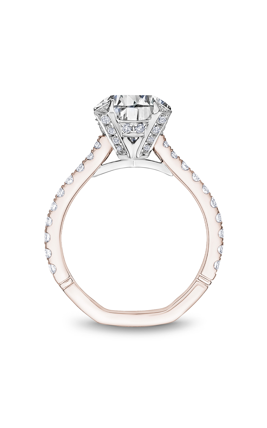 18K Rose Gold and Platinum Atelier Sidestone Round Engagement Ring