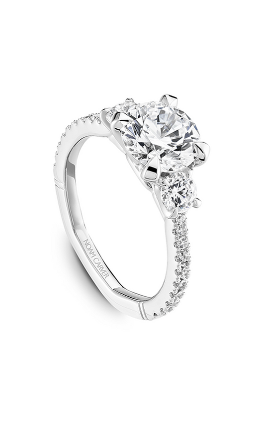 Platinum Atelier Three Stone Round Engagement Ring