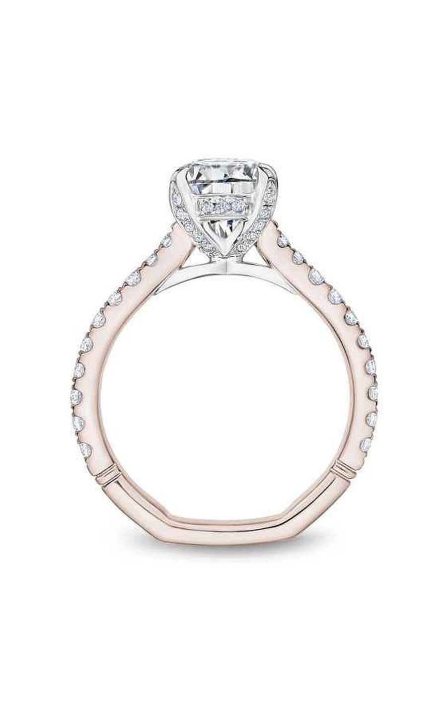 18K Rose Gold and 18K White Gold Atelier Sidestone Oval Engagement Ring