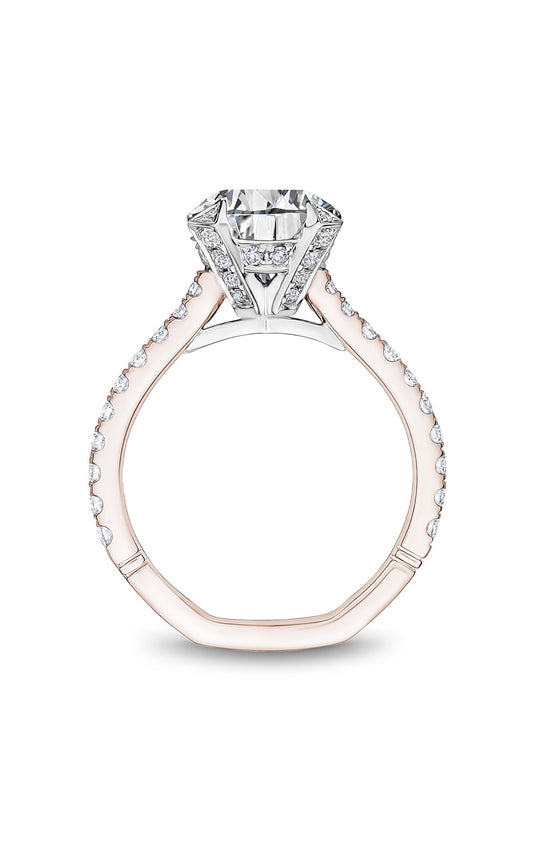 18K Rose Gold and 18K White Gold Atelier Sidestone Round Engagement Ring
