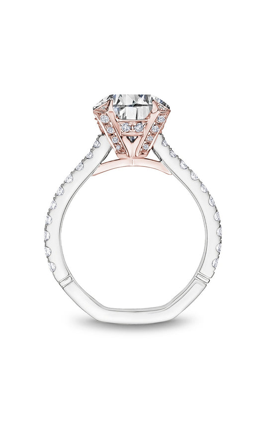 18K Rose Gold and 18K White Gold Atelier Sidestone Round Engagement Ring