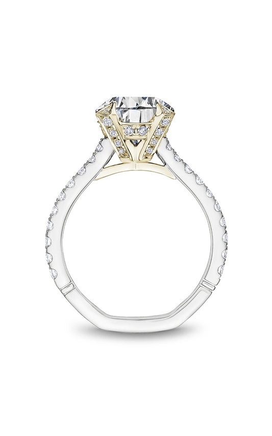 18K White Gold and 18K Yellow Gold Atelier Sidestone Round Engagement Ring