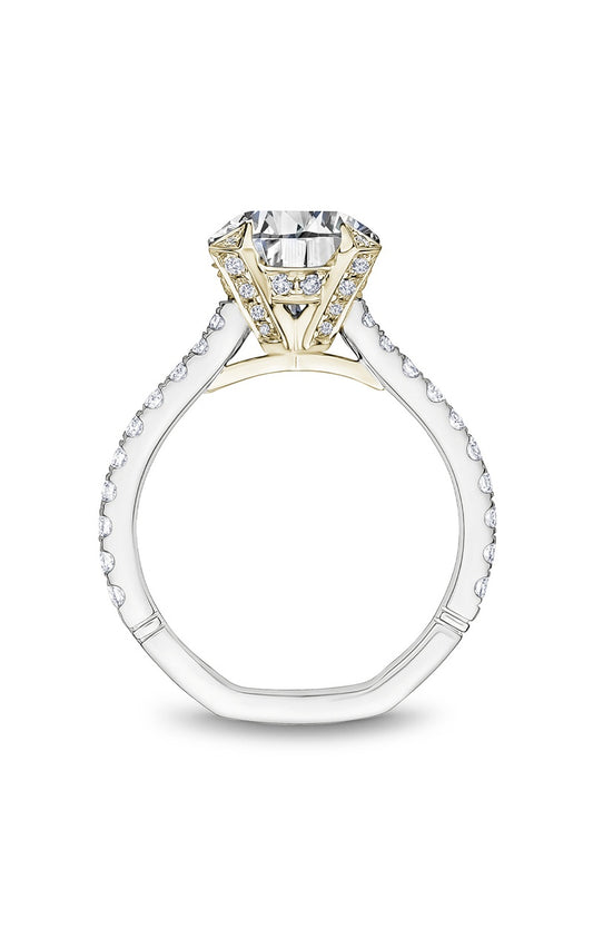 18K White Gold and 18K Yellow Gold Atelier Sidestone Round Engagement Ring