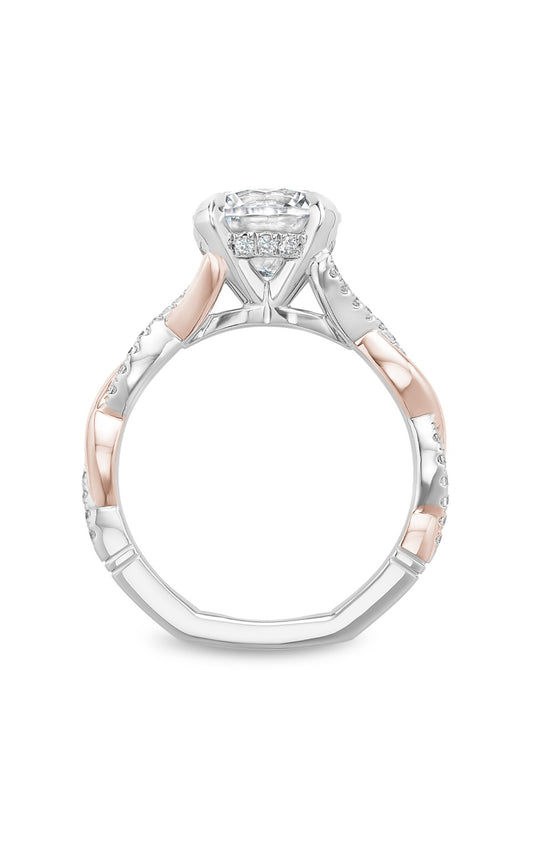 14K Rose Gold and 14K White Gold Atelier Sidestone Round Engagement Ring
